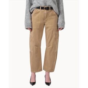 NEW CITIZENS OF HUMANITY marcelle low slung corduroy cargo pants in champagne